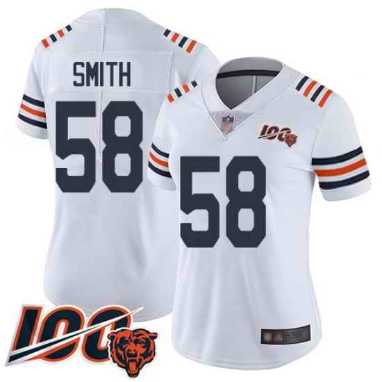 Women Chicago Bears 58 Roquan Smith White 100th Season Limited Football Jersey